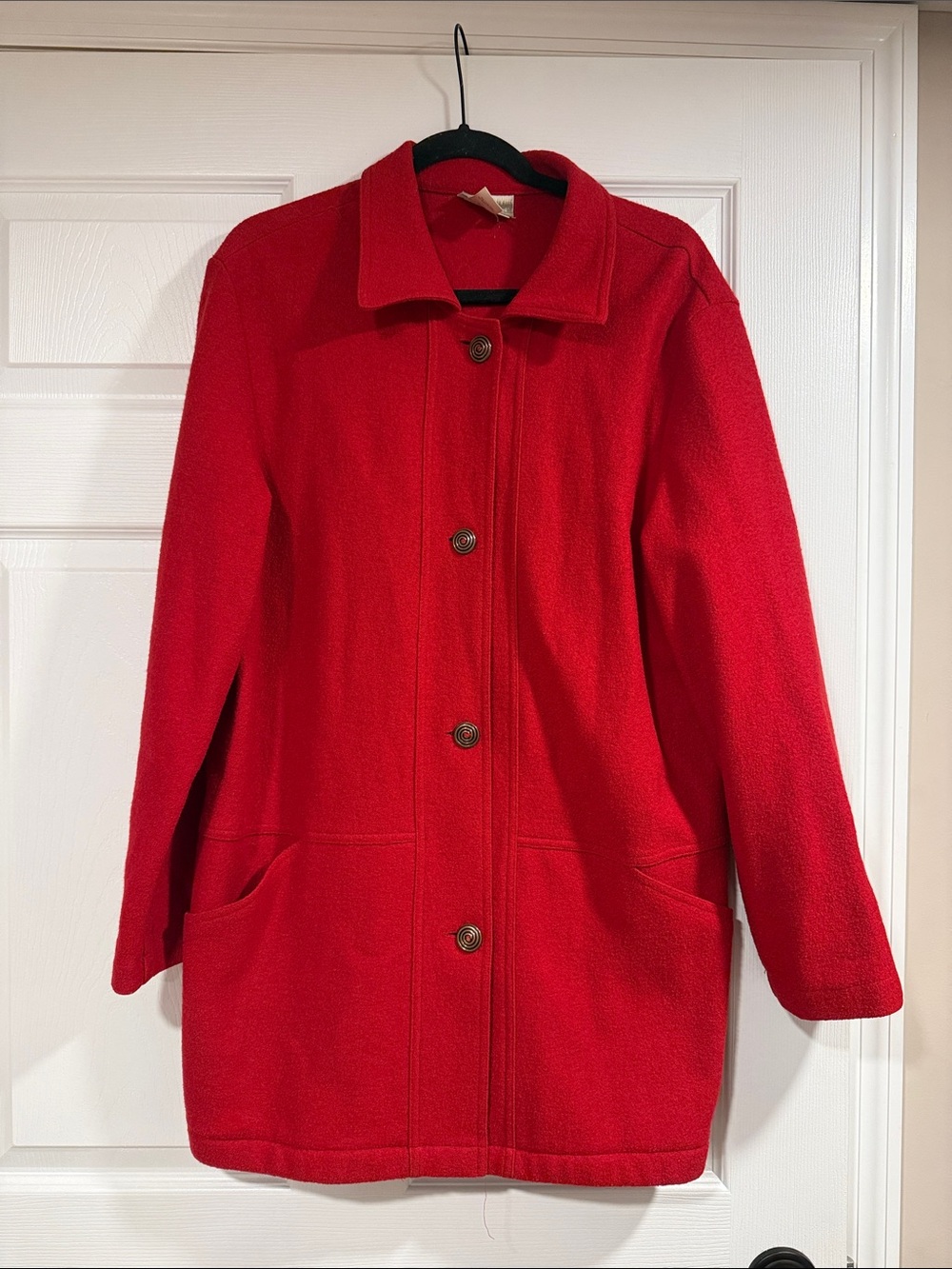 Coldwater Creek Red Button-Front Pea Coat